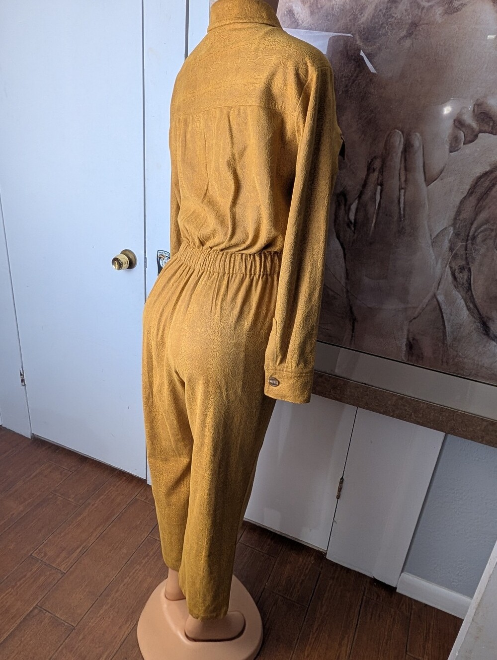 Cara Santana x Apt. 9 utility jumpsuit Mustard Jumpsuit with Belted Waist Sz M - Picture 7 of 11